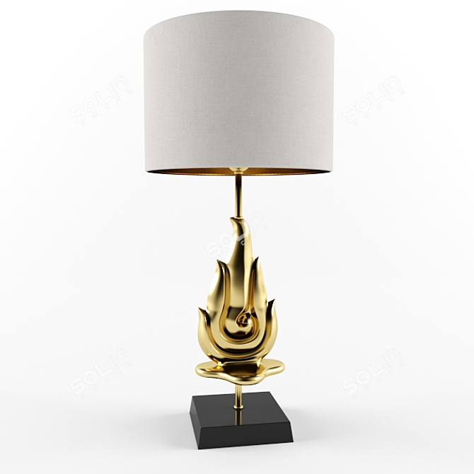 Elegant Gold Lotus Lamp 3D model image 1