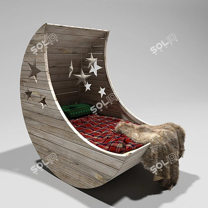 Moonlight Dream - Wooden Baby Bed 3D model image 1