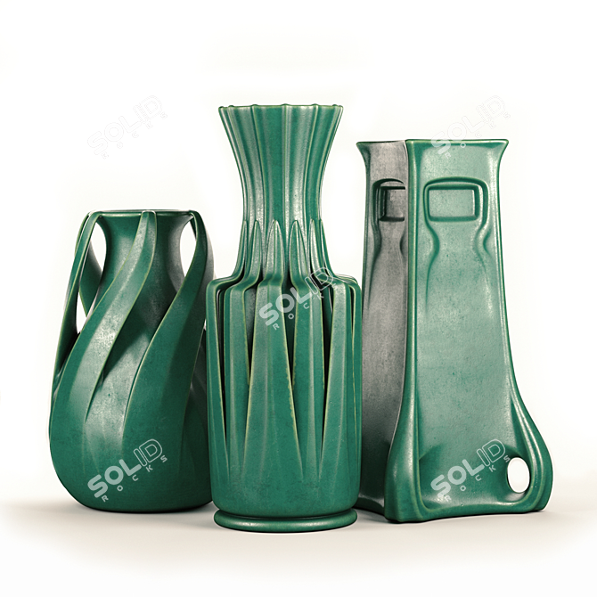 Teco Pottery Vases: Timeless American Elegance 3D model image 1