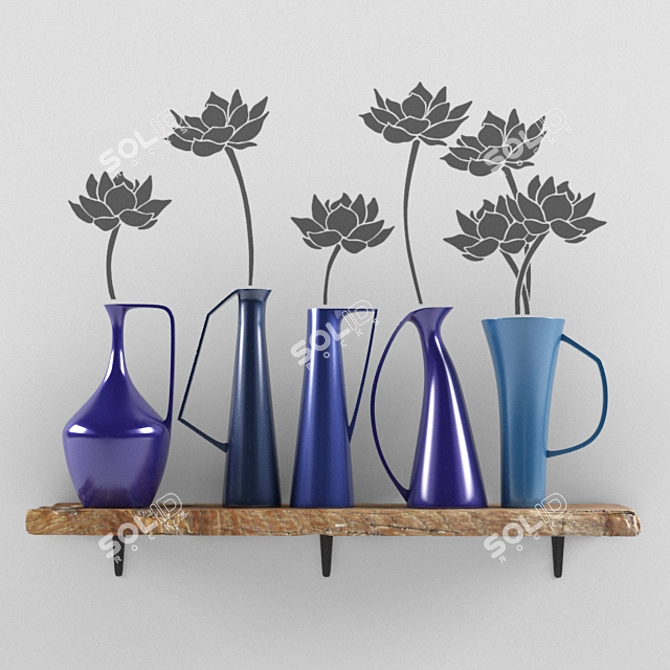 Rustic Elegance: Handcrafted Vases 3D model image 1