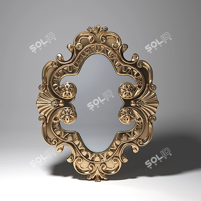 Elegant Gold Framed Mirror 3D model image 1