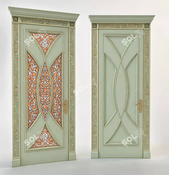Classic Door with or without Stained Glass 3D model image 1