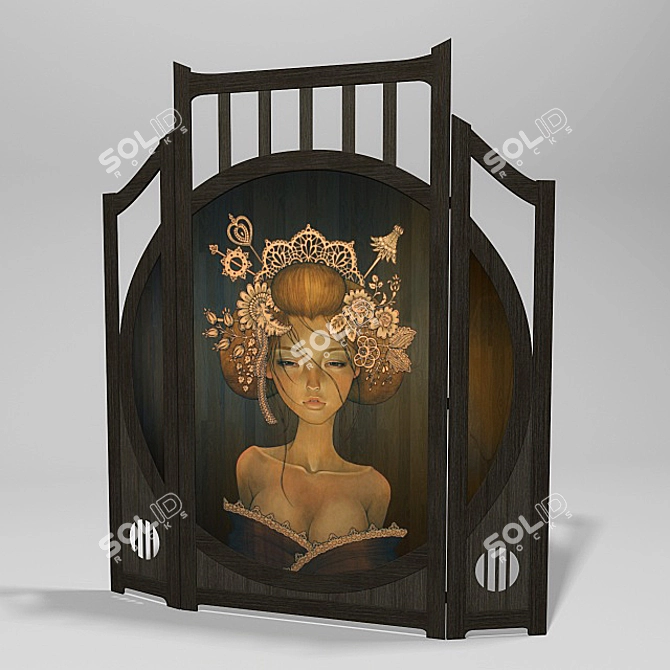 Audrey Kawasaki Painted Wooden Screen 3D model image 1