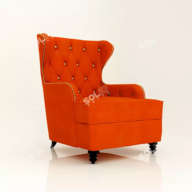Elegant Rory Wingback Chair 3D model image 1
