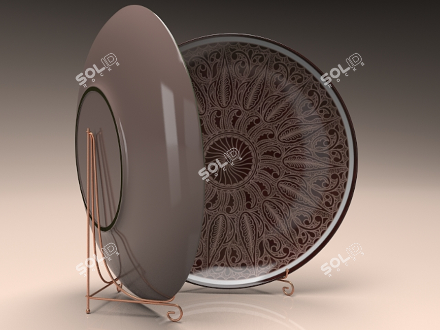 Rustic Elegance: Hand-Painted Ceramic Dish Pilaf 3D model image 2