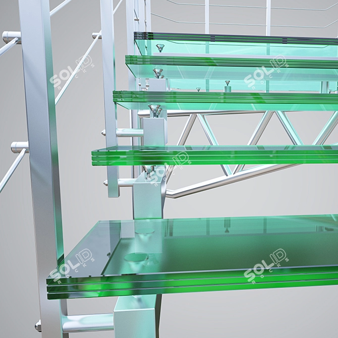 Sleek Glass Staircase 3D model image 3