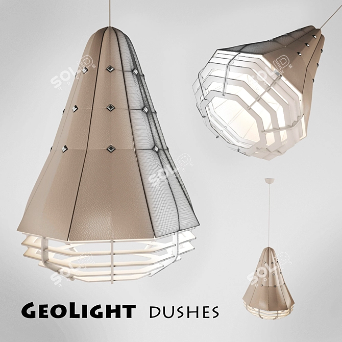 GeoLight Dushes - Leather Panel Pendant Lamp 3D model image 1