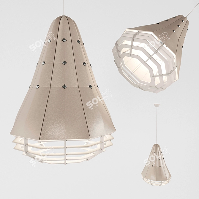 GeoLight Dushes - Leather Panel Pendant Lamp 3D model image 2