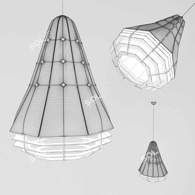 GeoLight Dushes - Leather Panel Pendant Lamp 3D model image 3