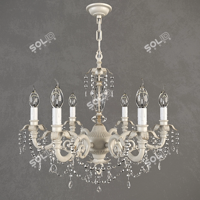 Opulent Brocade 6-arm Chandelier 3D model image 1