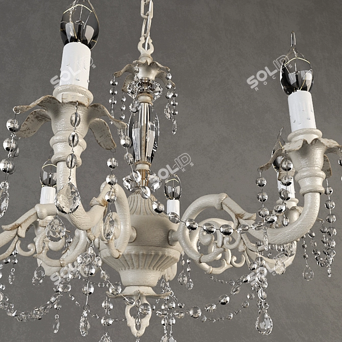 Opulent Brocade 6-arm Chandelier 3D model image 2