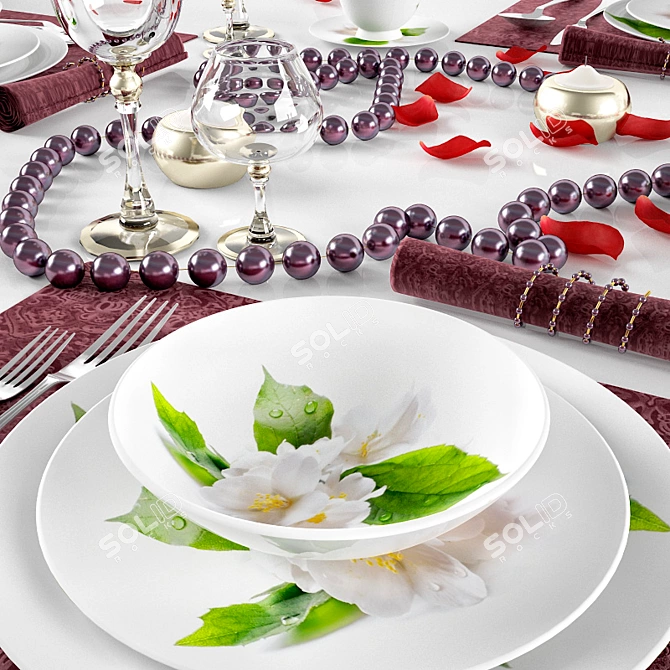 Elegant Table Setting 3D model image 1