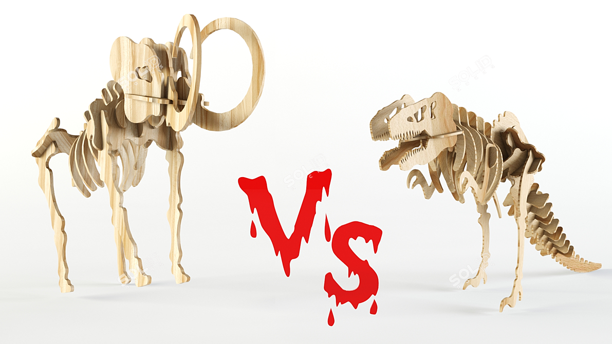 Epic Battle: T-Rex vs Mammoth! 3D model image 1