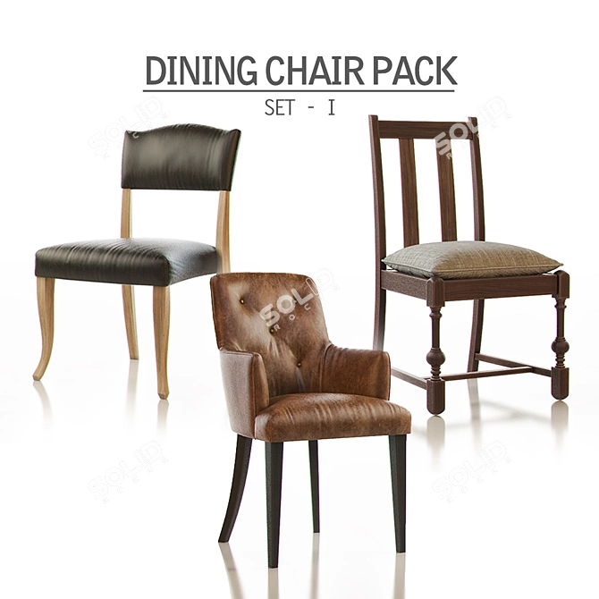 Elegant Dining Chair Set 3D model image 1