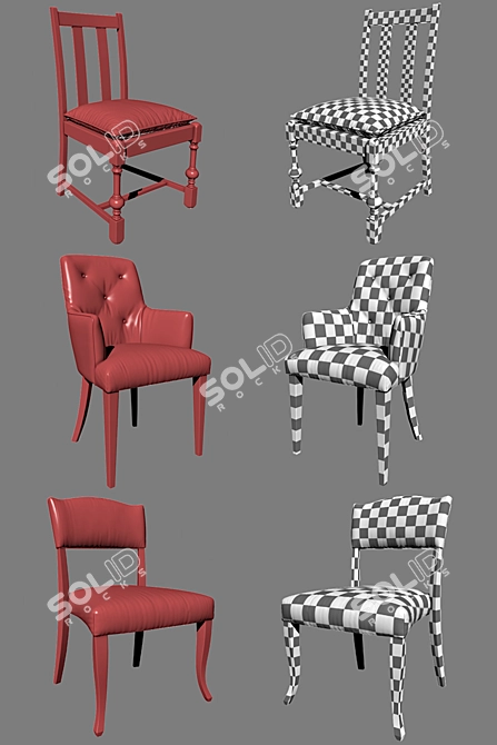 Elegant Dining Chair Set 3D model image 3