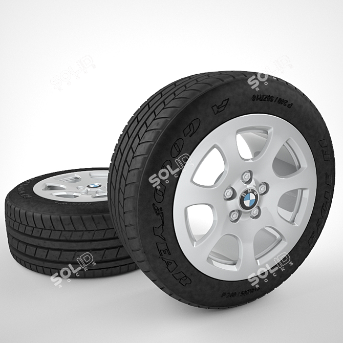 Sleek BMW5 Wheel Set 3D model image 1