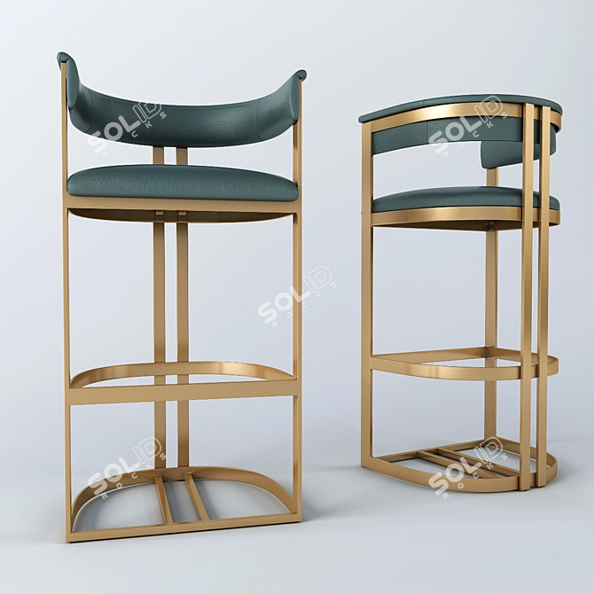 Antique Brass Calvin Bar Chair 3D model image 1