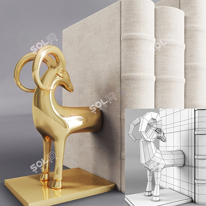 Global Views Set: Gazelle Bookends, Ribbed Decanters 3D model image 2