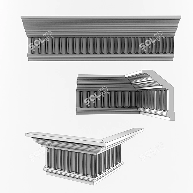 Elegant Ceiling Cornices 3D model image 2