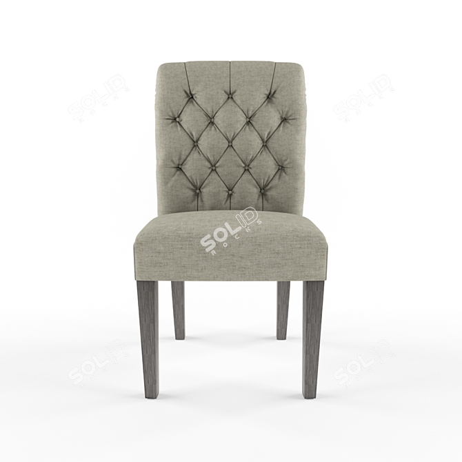 Elegant Tufted Linen Dining Chair 3D model image 1