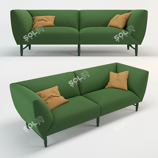 Comfortable and Stylish High Arm Sofa 3D model image 1