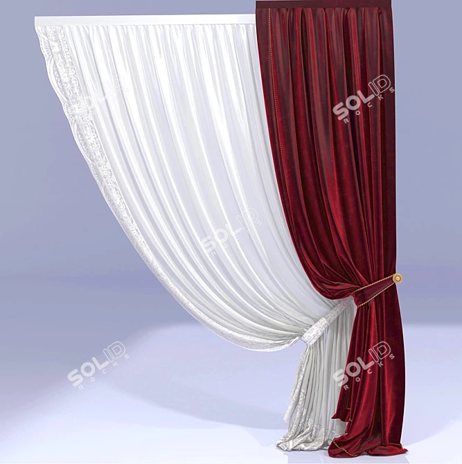 Elegant Classic Curtain 3D model image 1