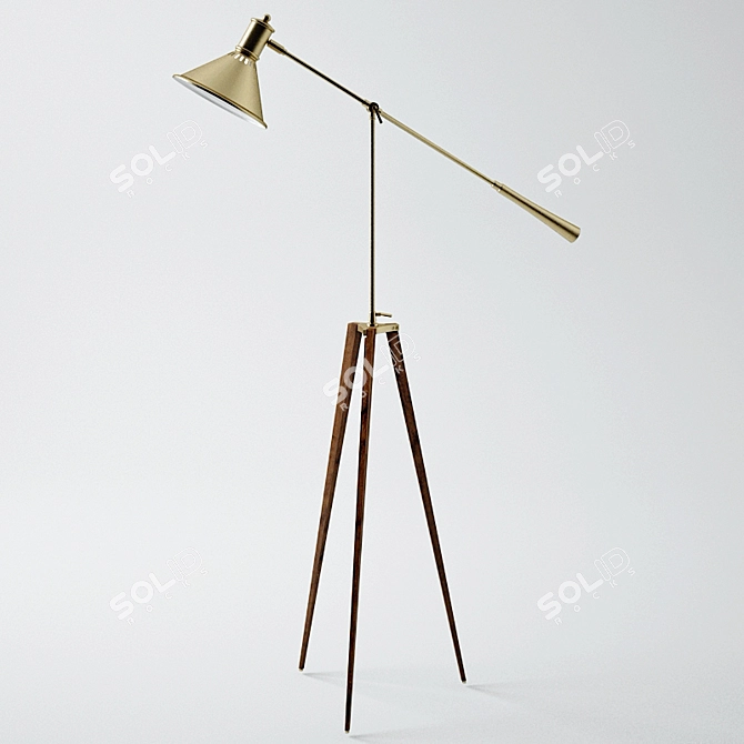 Gold Leaf Adjustable Floor Lamp 3D model image 1