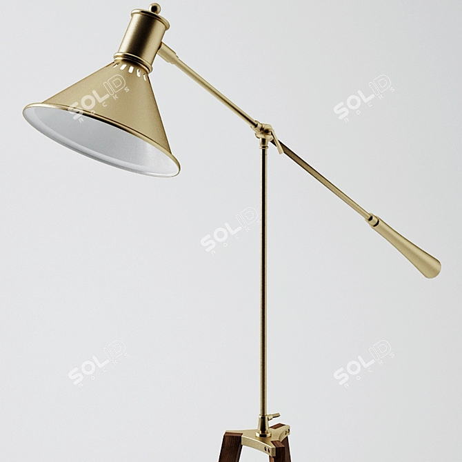Gold Leaf Adjustable Floor Lamp 3D model image 2
