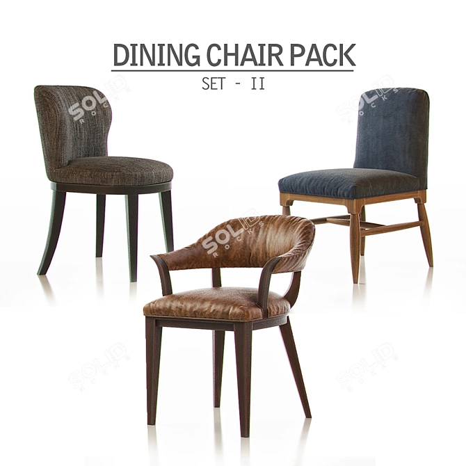 Elegant Dining Chair Set II 3D model image 1