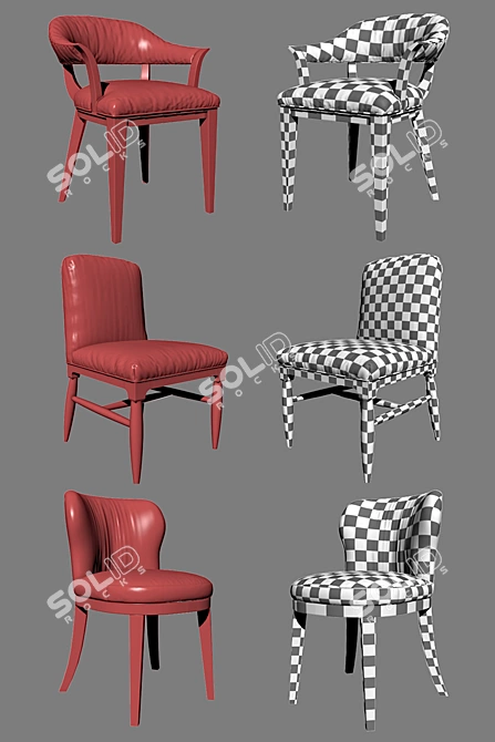 Elegant Dining Chair Set II 3D model image 3