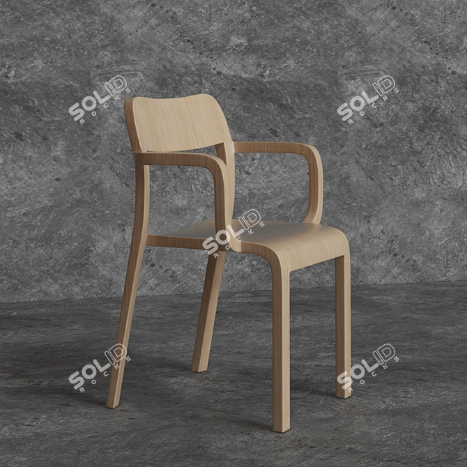 Modern Plank Blocco Chair 3D model image 1