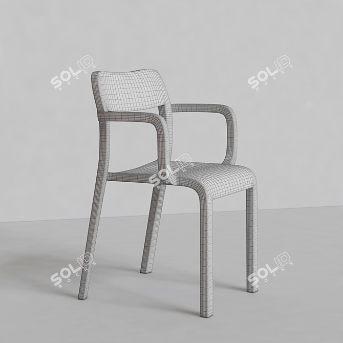 Modern Plank Blocco Chair 3D model image 2