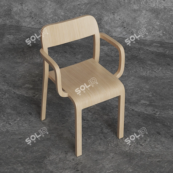Modern Plank Blocco Chair 3D model image 3