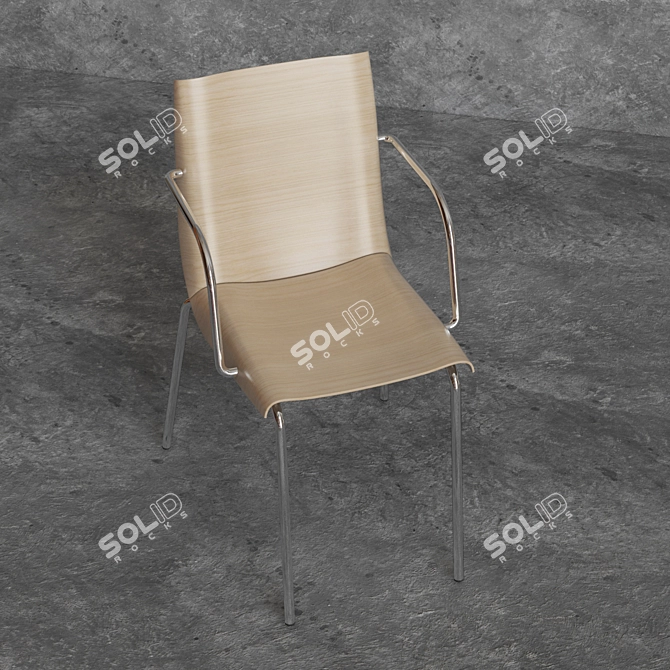 Elegance Oak Accent Chair 3D model image 2