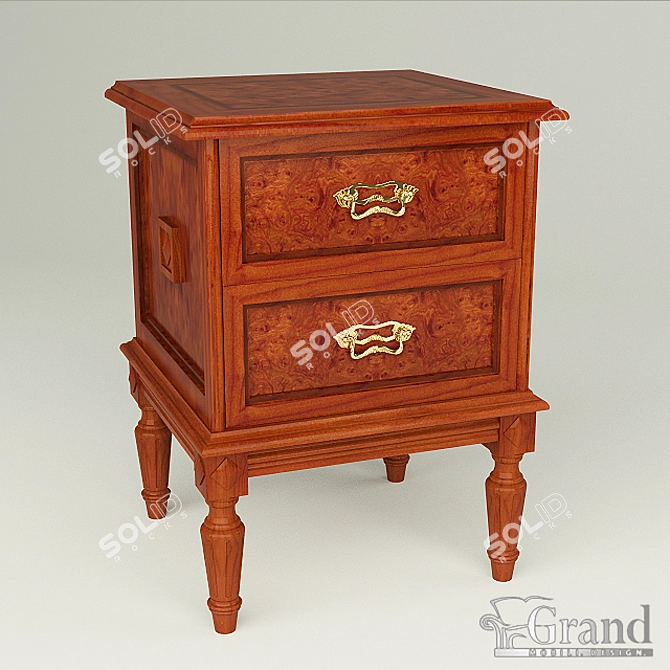 Grand Nightstand with Salva Design 3D model image 1