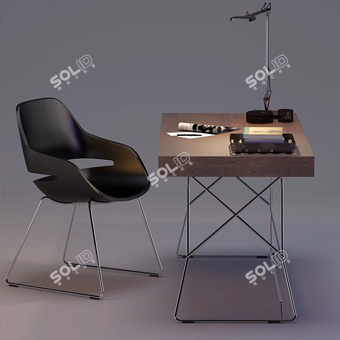 Modern Workstation Set: Maestrale Desk & Eva Chair 3D model image 3