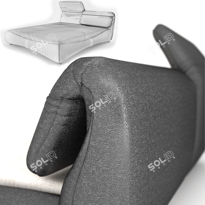 Adjustable Headrest Bed 3D model image 3