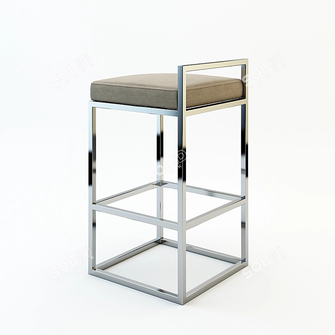 Modern Steel Bar Stool 3D model image 2