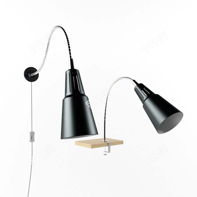 Versatile Clamp-On Wall Spotlight 3D model image 1