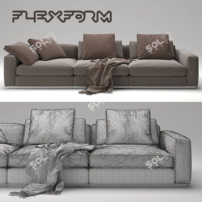 Elegant Flexform Sofa: Beauty in Every Detail 3D model image 3