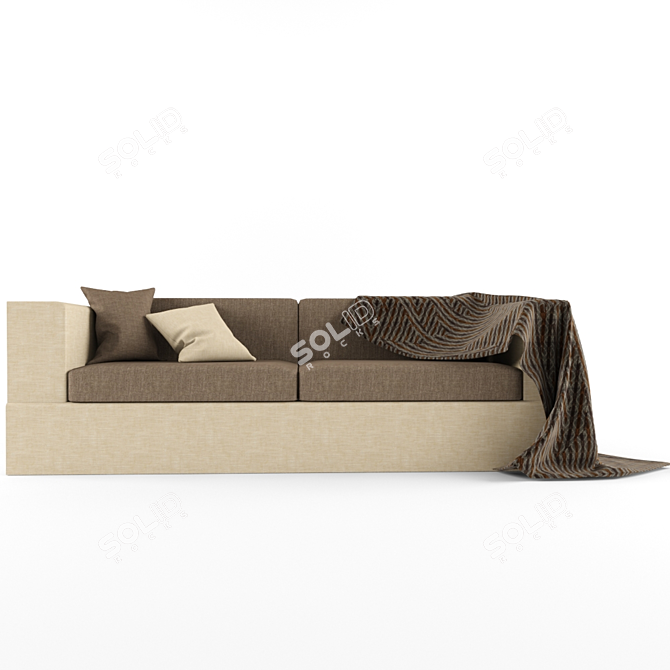 Stylish Velvet Sofa 3D model image 1