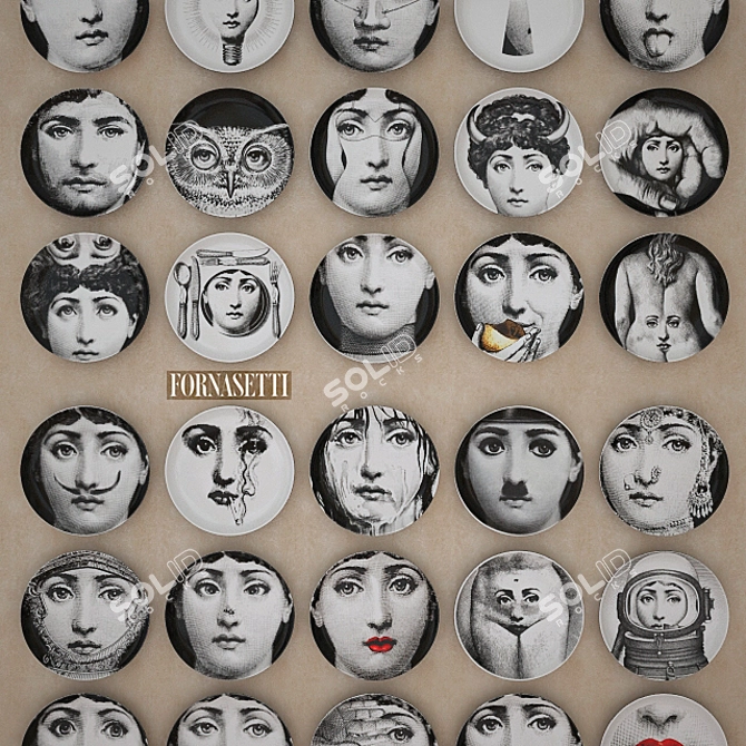 Artful Plates: Fornasetti's Masterpieces 3D model image 1