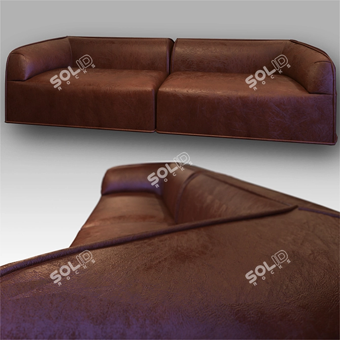 Elegant Asymmetric Sofa System 3D model image 1