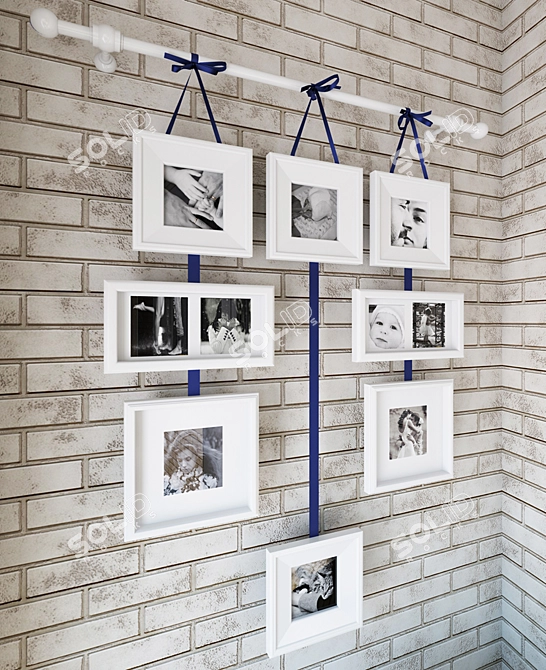 Monochrome Moments: Ledge Framed Photos 3D model image 1