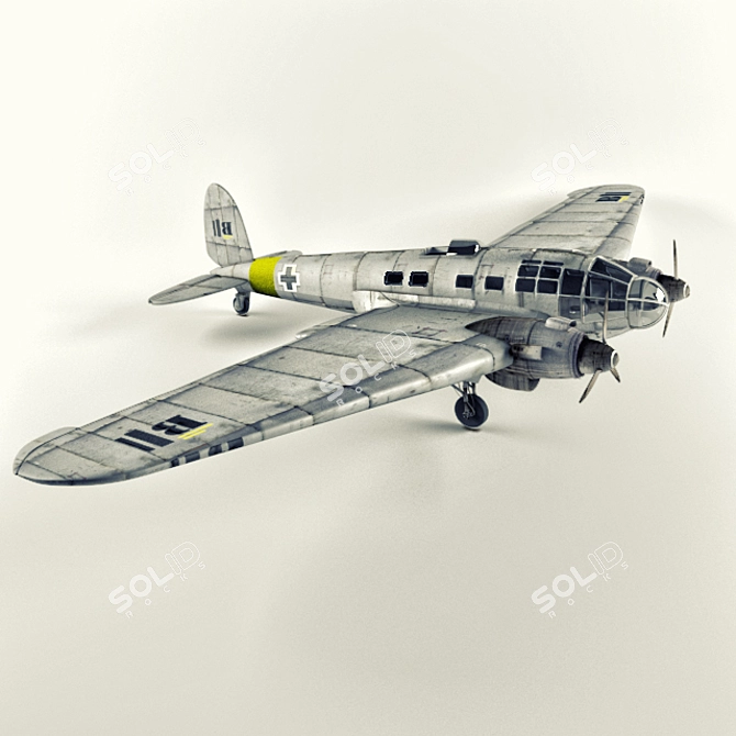 Historic Heinkel He 111 Warplane 3D model image 1