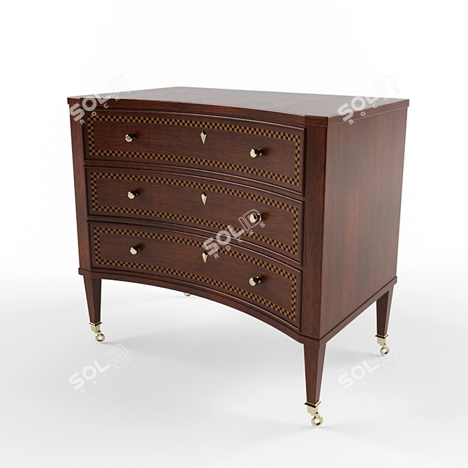 Modern Wood Bedside Table with Storage 3D model image 1