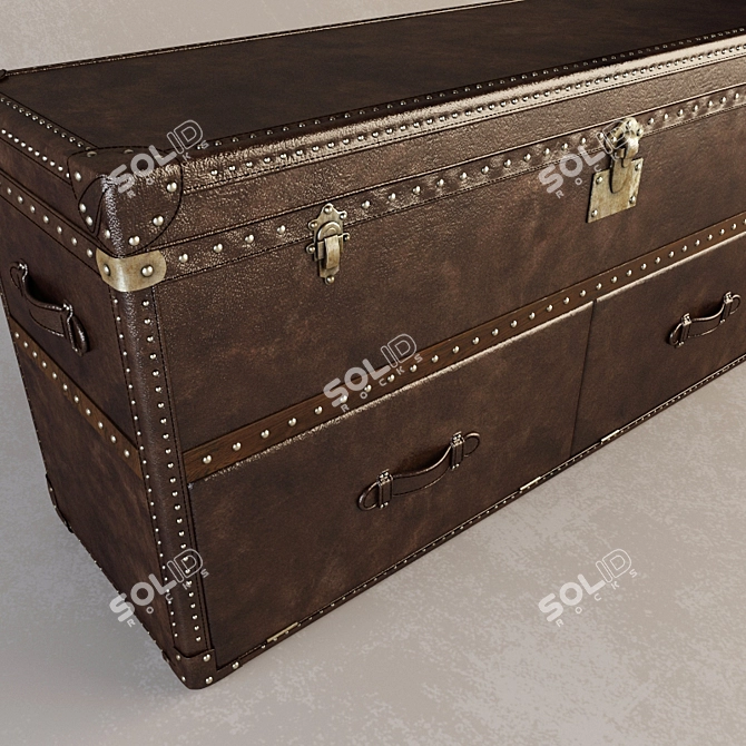 Mayfair Steamer Trunk Media Cabinet 3D model image 2