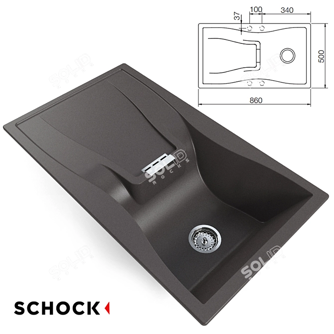 Schock Waterfall 45D: Sleek Cristadur Sink 3D model image 1