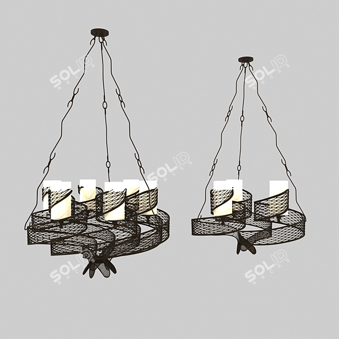 Flow Steel 6-Light Chandelier 3D model image 2