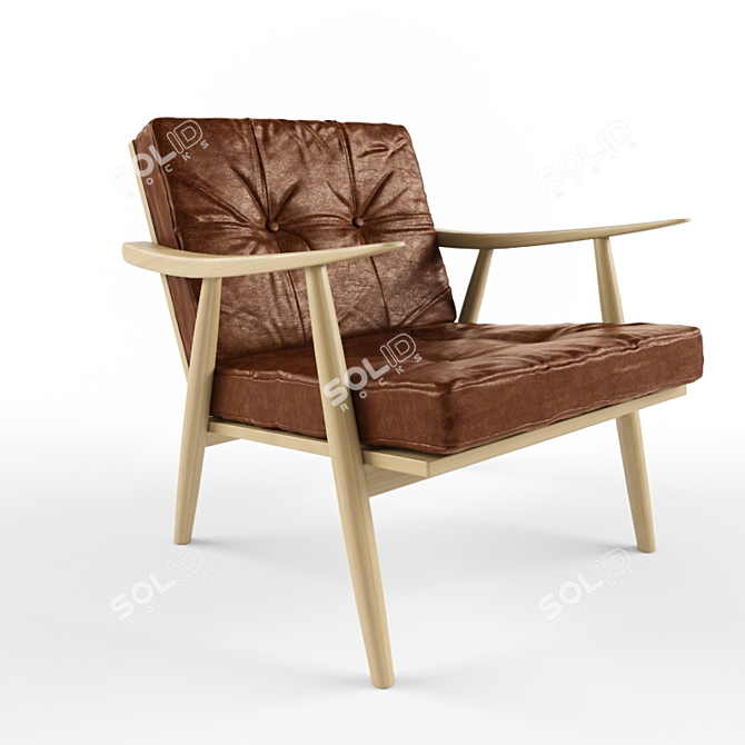 Vintage Wegner Teak Easy Chair 3D model image 1